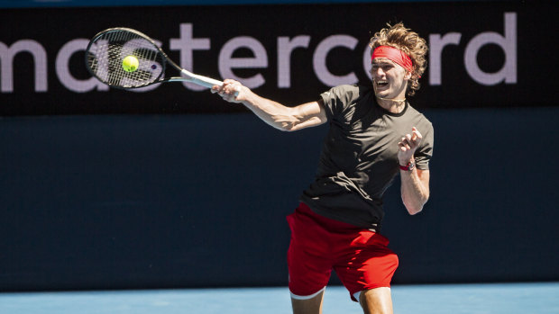 Stepping up: Germany's Alexander Zverev in action against Soain's David Ferrer on day 2 of the Hopman Cup tennis tournament at RAC Arena in Perth.
