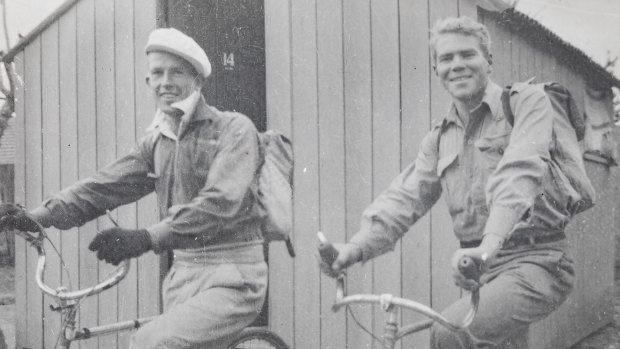 Richard 'Dick' Woods and Alan McArthur riding from Canberra to Batemans Bay via the Clyde Mountain in 1943.