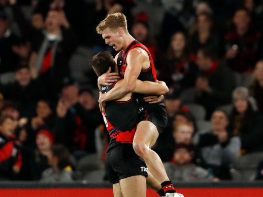 Ben Hobbs celebrates a goal.