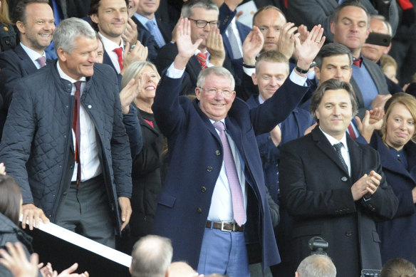 Former Manchester United manager Alex Ferguson at Old Trafford.