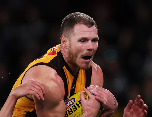 Blake Hardwick booted four goals against the Pies.