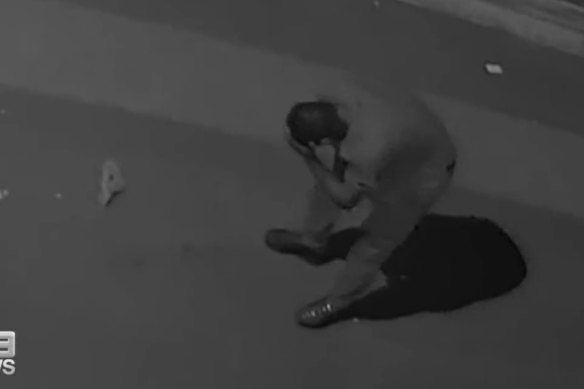 Footage showed a man stumbling in the laneway after an attack.