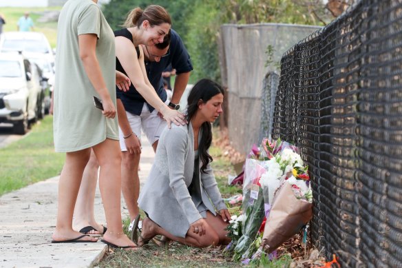 Mother Leila Abdallah at the scene where three of her children died in Oatlands in 2020.