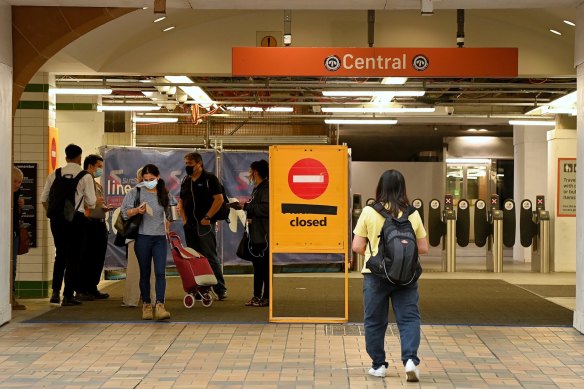 The shutdown of Sydney’s train services on Monday left thousands stranded.