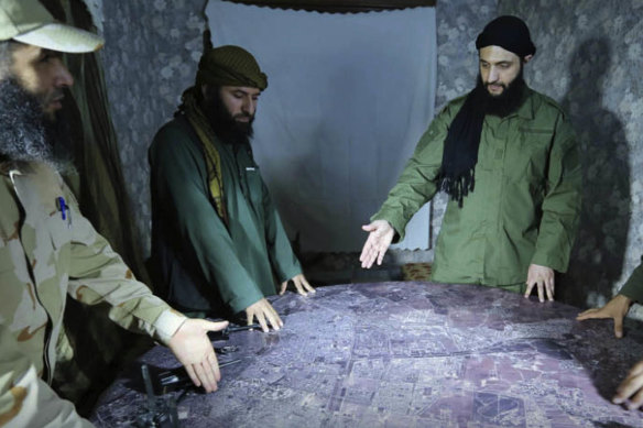 Abu Mohammed al-Golani (right), then with al-Qaeda, in a photo released by the militant group in 2016.