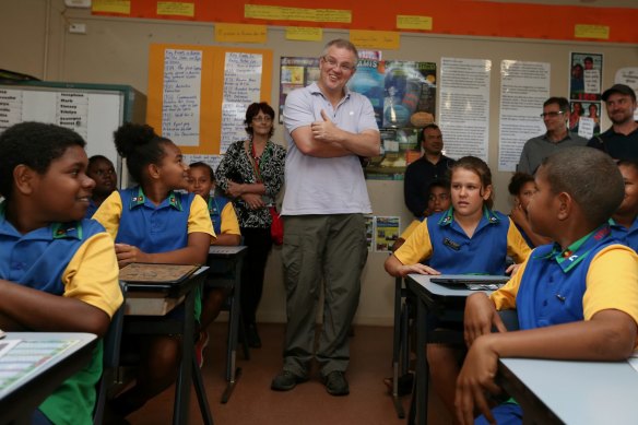 Prime Minister Scott Morrison visiting a classroom in Cape York in mid-2017.