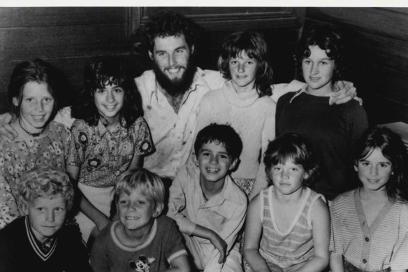 Teacher Rob Hunter with his class of nine students at Wooreen Primary School.