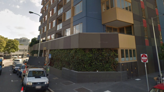 The apartments on Constance Street from which the man fell three stories to the footpath below.