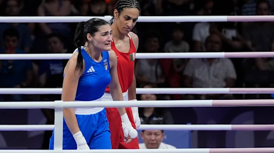 Italy’s Angela Carini was beaten by Algeria’s Imane Khelif.
