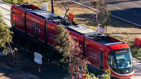 Light rail on Northbourne Avenue. Public servants are under pressure to put in long hours ahead of the launch later this month. 