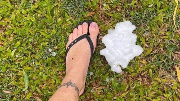 The largest hailstone recorded in Australia was 16 centimetres long and hit Yalboroo, north of Mackay in 2021.