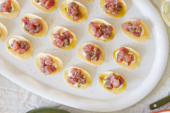 Crispy, savoury, and gone in seconds, Tuna Pringles are the perfect party snack.