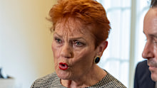 One Nation leader Pauline Hanson at the announcement of their Victorian leader Warren Pickering and upper house candidates.