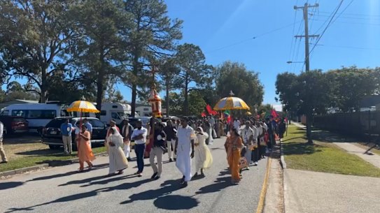 St. Alphonsa Syro Malabar worshippers take part in religious festivities in Northgate, Brisbane, July 28, 2024.
