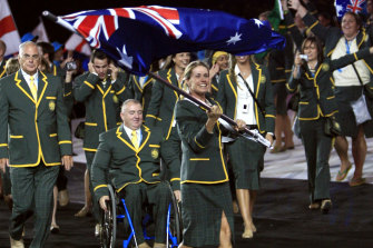 The Australian team at the 2006 Commonwealth Games opening ceremony at the MCG.