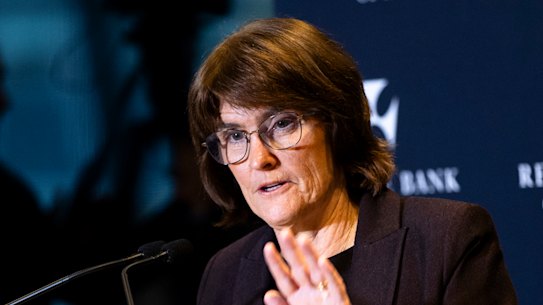 Reserve Bank of Australia governor Michele Bullock after the RBA board decided to keep rates on hold.