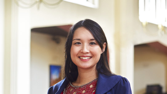 Alice Pung, pictured in 2015, was pregnant with her first child when she received a leaflet that said "No race mixing".