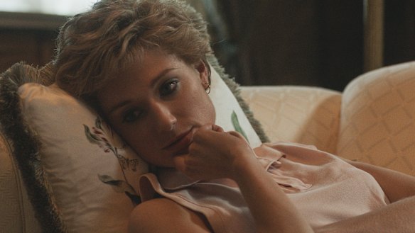 Elizabeth Debicki in character as Princess Diana for The Crown.