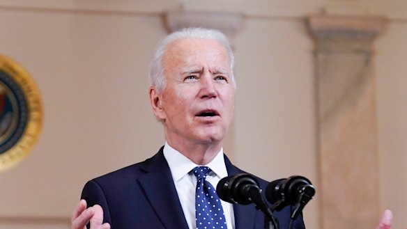 President Joe Biden, accompanied by Vice President Kamala Harris, speaks at the White House in Washington, after former Minneapolis police Officer Derek Chauvin was convicted of murder and manslaughter in the death of George Floyd.