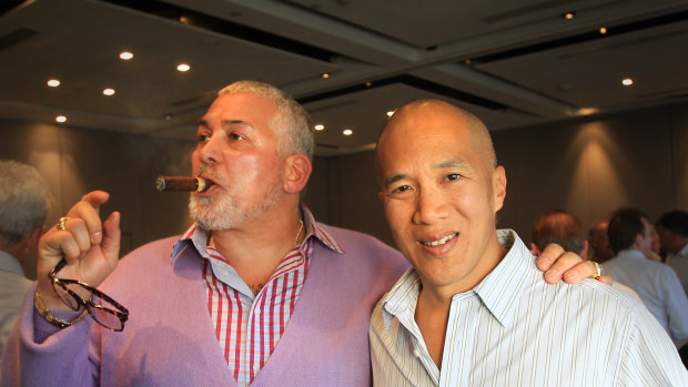 Mick Gatto and Charlie Teo at a fundraiser.