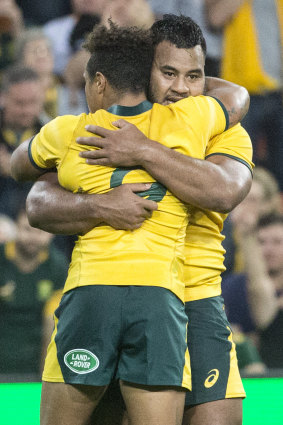 Will Genia and Tupou embrace after the final whistle.