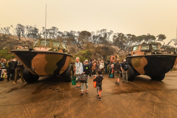The army’s existing fleet of amphibious vehicles proved helpful in the Mallacoota evacuation.