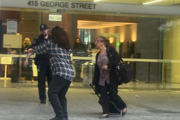 Fatima I’lache (right) leaving court on the day her daughter was arrested.