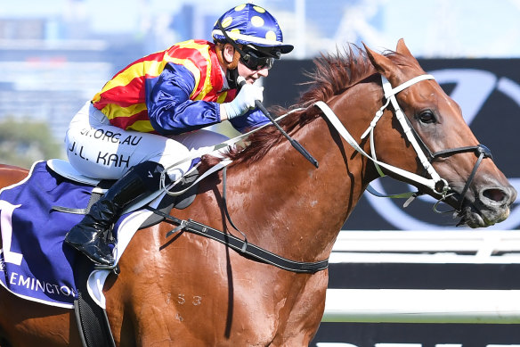 Jamie Kah steers Nature Strip to victory in the Lightning Stakes in February, but there are a few dangers in The Shorts.