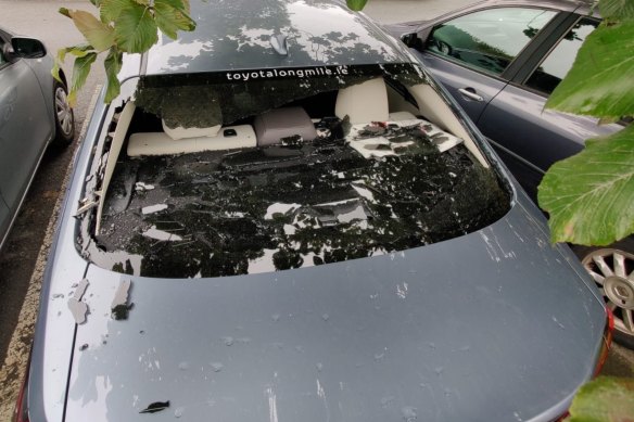 O'Brien's back window after his monster six in Dublin.