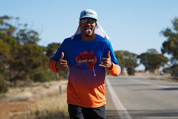 Chad Aziz is aiming to run from Perth to Sydney in 62 days.