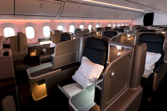 You’d have to be a giant not to feel comfortable in Qantas’ business-class seats on a Boeing 787 Dreamliner.