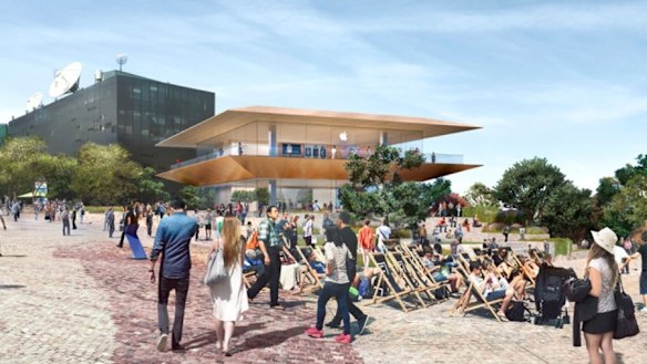 An artist's impression of the planned two-storey Apple flagship shop.