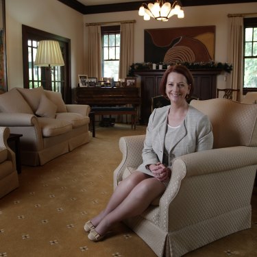 Julia Gillard in the drawing room of The Lodge, 2012.