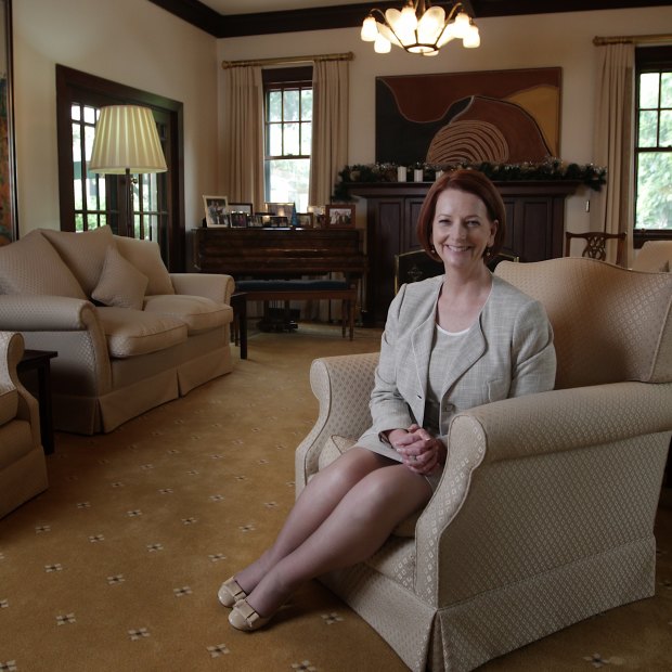 Julia Gillard in the drawing room of The Lodge, 2012.