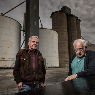 Lifetime grain and sheep farmers Ron Smith and George Allitt, in Jeparit.