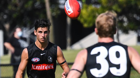 Collingwood father-son draft prospect Nick Daicos, son of club legend Peter Daicos. 19th March 2021 The Age News Picture by JOE ARMAO