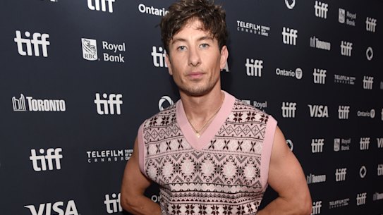 Barry Keoghan in a Louis Vuitton sweater vest at the Toronto International Film Festival in September.