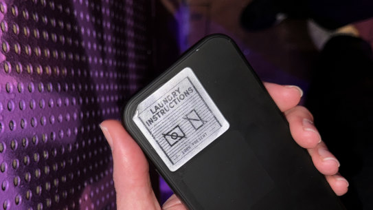 The sticker placed on patrons’ phones when entering the relaunched Chinese Laundry. 