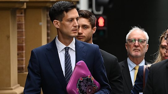 Roderick “Rory” Gilmore Amon (left) arrives at the Supreme Court for his child sex abuse trial.