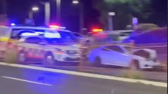 Police at the scene of the accident.