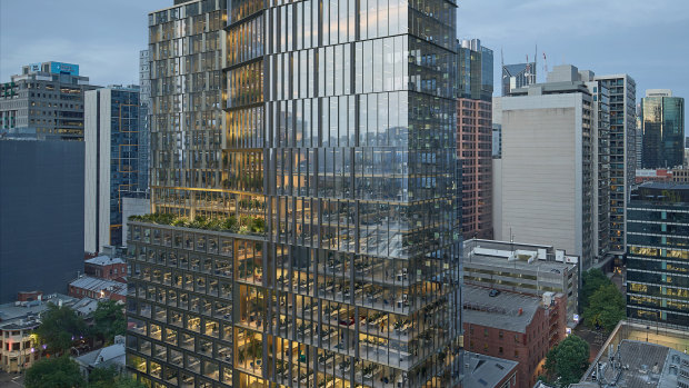 An artist's impression of Argo Group's 23-level office tower in Little Bourke Street.