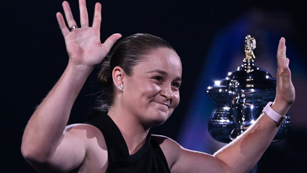 Ash Barty at Melbourne Park in January.