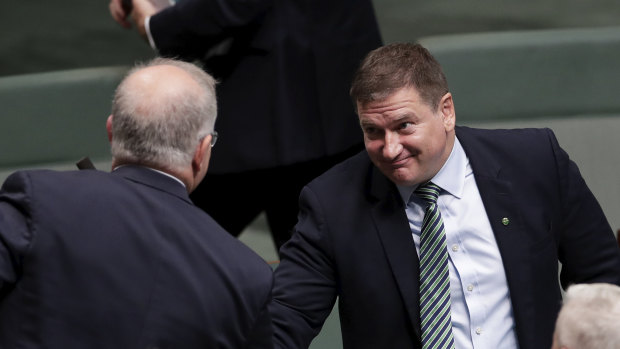 Llew O'Brien was congratulated by Scott Morrison after the vote. 