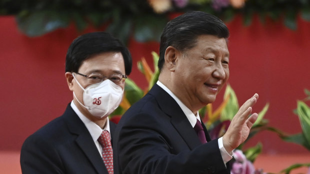 Hong Kong’s new Chief Executive John Lee with China’s President Xi Jinping.