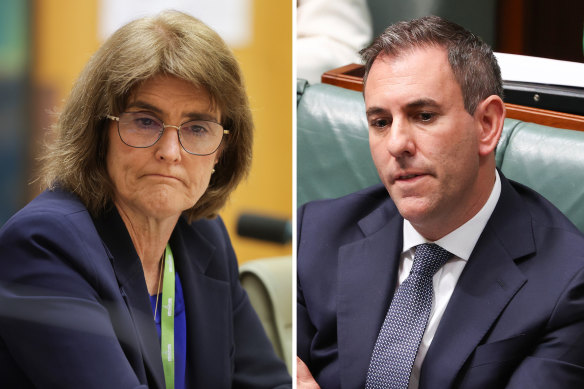 Reserve Bank governor Michele Bullock and Treasurer Jim Chalmers.