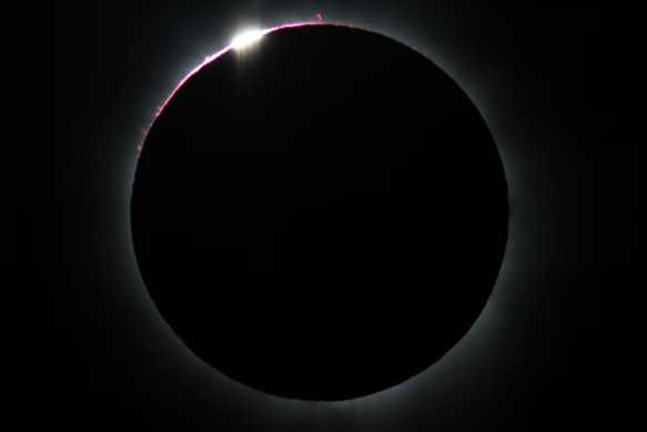 A solar eclipse photographed by Hulbert in 2012. The ‘diamond ring’ of light marked the start and conclusion of totality.