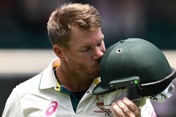 David Warner walks off the SCG for the final time in Test cricket.