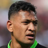 Israel Folau playing for a World XV against the Barbarians at Twickenham.