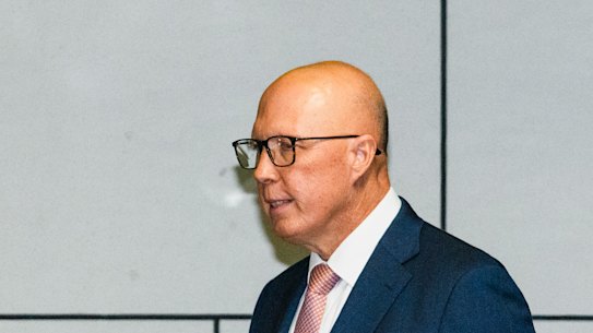 Opposition leader Peter Dutton leaving the leaders’ debate on Tuesday.