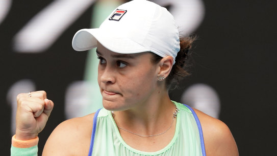 Ashleigh Barty during her win on Friday.